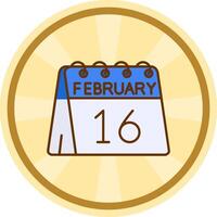 Dia 16 do fevereiro quadrinho círculo ícone vetor