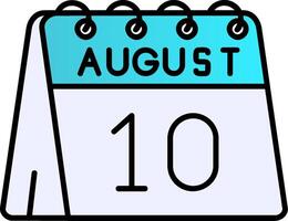 10º do agosto preenchidas gradiente ícone vetor