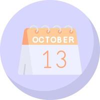 13º do Outubro glifo plano bolha ícone vetor