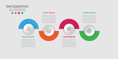 infográfico Projeto apresentação o negócio modelo com ícone 4 etapa. vetor