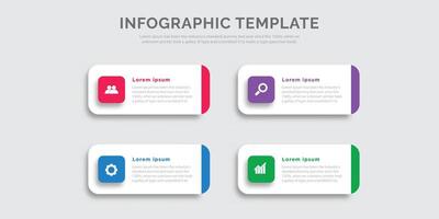 o negócio infográfico modelo com ícones e 4 opções ou passos. infográficos para o negócio conceitos, apresentações, fluxo de trabalho layouts, processo diagramas, informação gráficos. vetor