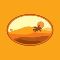 deserto logotipo projeto, ar livre, paisagem, cacto com pôr do sol vetor