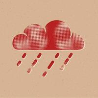 chuva nuvem meio-tom estilo ícone com grunge fundo vetor ilustração