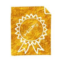 mão desenhado vacinação certificado conceito ícone dentro ouro frustrar textura vetor ilustração
