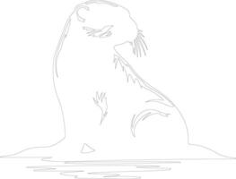 lontra mar esboço silhueta vetor