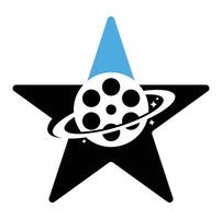 planeta filme Estrela forma conceito vetor logotipo Projeto.