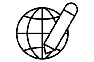 global Aprendendo ícone. terra com lápis. ícone relacionado para Educação. linha ícone estilo. elemento ilustração vetor
