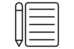 lápis e bloco de anotações ícone. ícone relacionado para lição planejamento e tomando notas. linha ícone estilo. elemento ilustração vetor