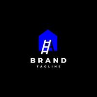 simples azul casa ícone com escada logotipo Projeto. simples azul casa e escada ícone logotipo Projeto. vetor