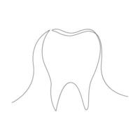 vetor contínuo linha desenhando do dente isolado em branco fundo ilustração conceito do dental