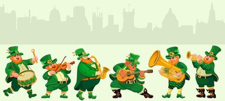 engraçado músicos dentro duende figurinos. st. patricks dia. vetor ilustração.