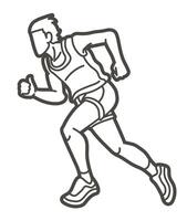 esboço maratona corredor começar corrida vetor