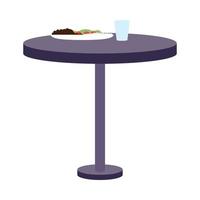 mesa do restaurante com prato de comida e desenho vetorial de vidro vetor