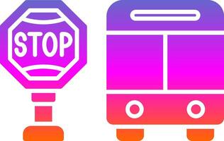 ícone de gradiente de glifo de parada de ônibus vetor