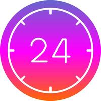 ícone de gradiente de glifo de 24 horas vetor