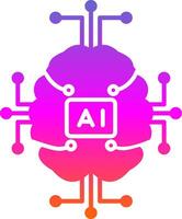 artificial inteligência glifo gradiente ícone vetor