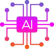 artificial inteligência glifo gradiente ícone vetor