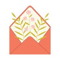 fofa vetor ilustração do a envelope com plantas. flor arranjo dentro desenho animado estilo