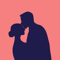 uma homem Beijos uma mulher em a testa. bênção, reconciliação dentro uma casal. plano vetor ilustração