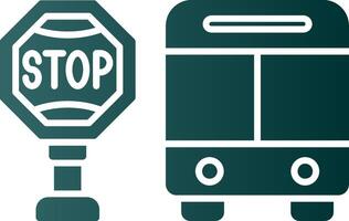 ícone de gradiente de glifo de parada de ônibus vetor