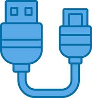 USB azul linha preenchidas ícone vetor