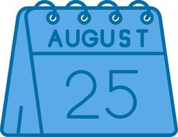 Dia 25 do agosto azul linha preenchidas ícone vetor