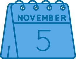 5 ª do novembro azul linha preenchidas ícone vetor