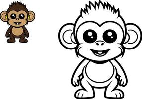 vetor ilustração do desenho animado fofa macaco, coloração livro