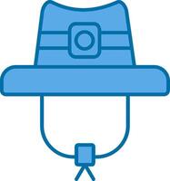 chapéu azul linha preenchidas ícone vetor
