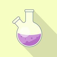 químico frasco, laboratório artigos de vidro com líquido. ilustração com uma grandes sombra. pesquisar, científico experimentar, química lição. vetor