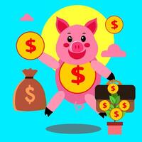 Rosa porco personagem vetor gráfico com qualquer expressão adequado para investimento e bussines crescimento apresentação e movimento