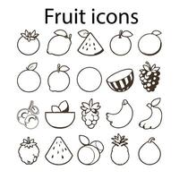 fácil coleção do vetor ícones associado com frutas.