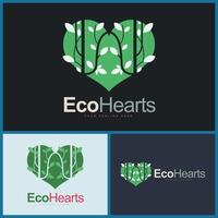 eco corações amor natureza beleza luxo logotipo Projeto modelo vetor