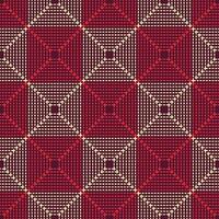 tradicional tailandês xadrez ponto padronizar em carmesim vermelho fundo. vetor desatado padronizar Projeto para tecido, telha, tapete, bordado, invólucro, papel de parede, e fundo