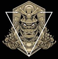 vetor ilustração do gorila cabeça com samurai capacete