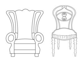 moderno mobília poltrona lar, contínuo linha desenhando executivo escritório cadeira conceito, sofá cadeira vetor ilustração