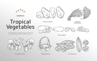 isolado tropical legumes esboço ilustração vetor