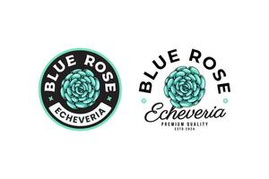 echeveria do azul rosa suculentos logotipo Projeto para plantar fazer compras e amante o negócio vetor