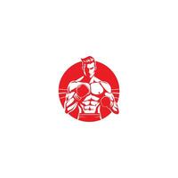 ai gerado muscular boxer logotipo com boxe anel fundo - boxe emblema, logotipo projeto, ilustração em branco fundo vetor