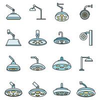 moderno cirúrgico luz ícones conjunto vetor cor linha