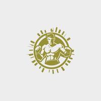 ai gerado muscular boxer logotipo com boxe anel fundo - boxe emblema, logotipo projeto, ilustração em branco fundo vetor