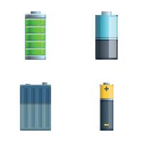 vários bateria ícones conjunto desenho animado vetor. metal bateria e acumulador vetor
