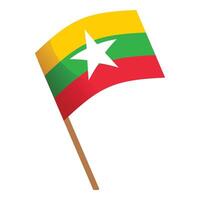 myanmar patriótico bandeira ícone desenho animado vetor. cultura festival vetor
