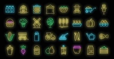 conjunto de ícones do produtor vetor neon