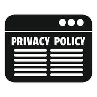 rede privacidade política ícone simples vetor. Internet legal chave vetor