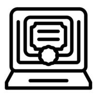 computador portátil conectados lição ícone esboço vetor. Educação espanol vetor
