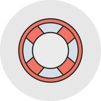 bóia salva-vidas linha preenchidas luz círculo ícone vetor