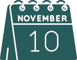 10º do novembro glifo gradiente verde ícone vetor