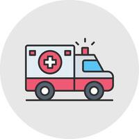 ambulância linha preenchidas luz círculo ícone vetor