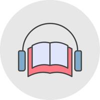 audio livro linha preenchidas luz círculo ícone vetor